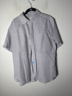 Men's Surfside White with Brown Pattern Linen Shirt Sz M